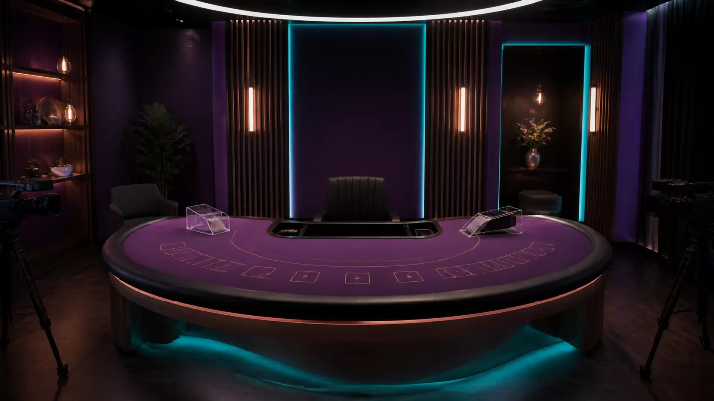 666jili live casino studio with an empty professional card table — media 399